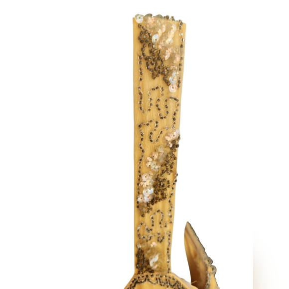 Malcom Starr Vintage 1960s Hand Beaded Yellow Silk Chiffon Dress Size? - Picture 6 of 16